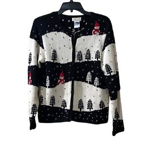 Talbots Button Down Christmas Sweater Petite Medium